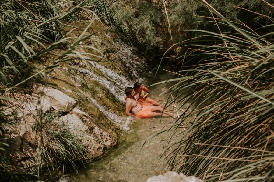 From Jerusalem: Masada, Ein Gedi and Dead Sea Day Tour - The Dead Sea, salt, mud, and careful footing